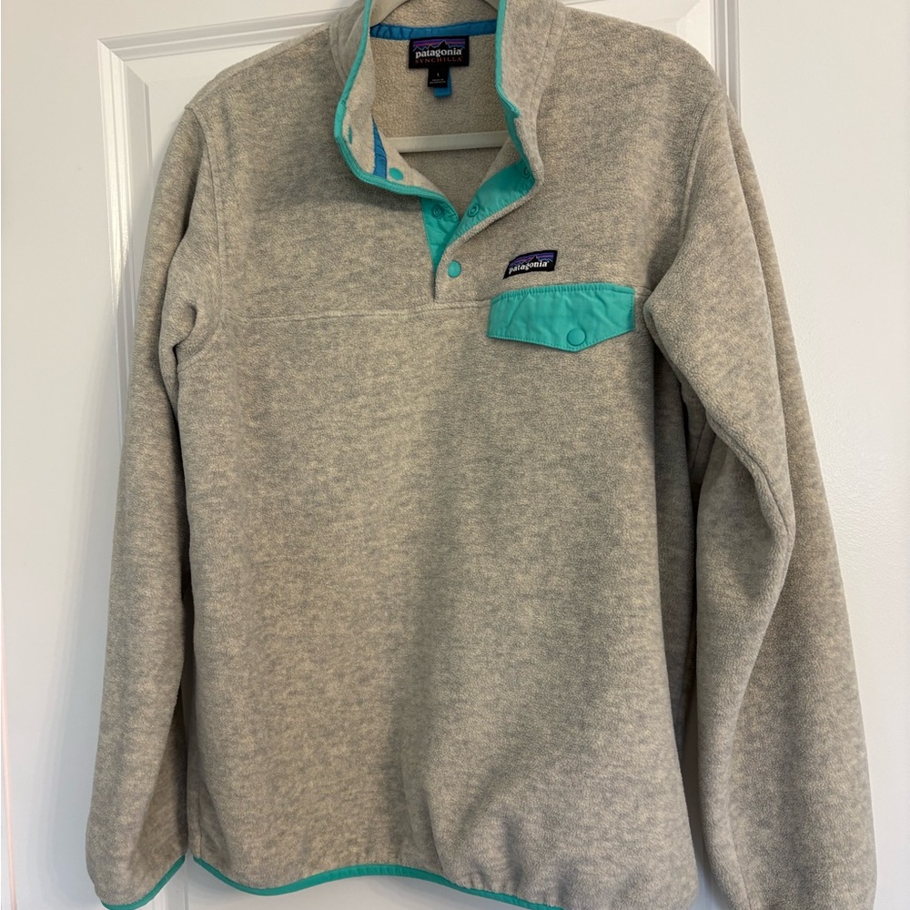 Patagonia Cream and Blue Synchilla Fleece